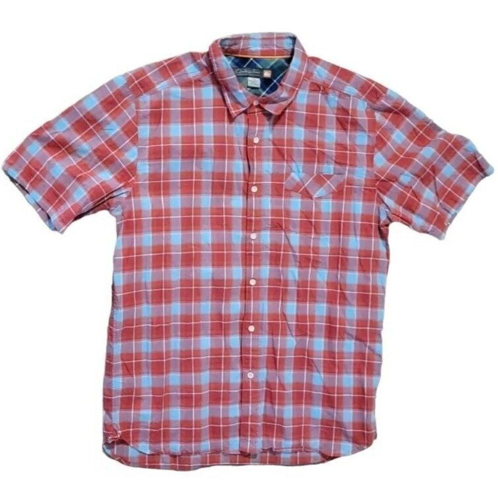 Quicksilver Mens Shirt Size Large Gulf Coast Red Blue